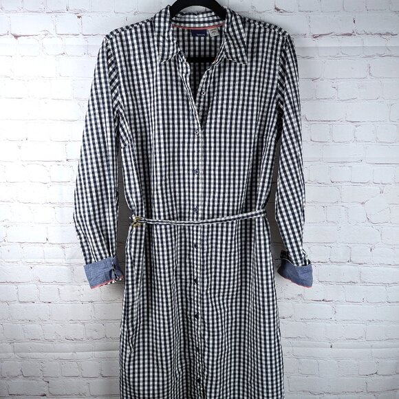 Basic Editions Gingham Navy/White Shirt Dress M - Picture 1 of 8